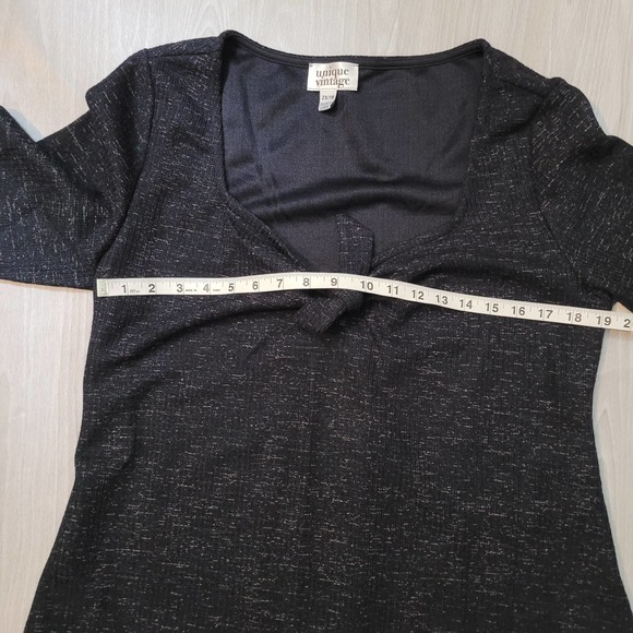 Unique Vintage V-Neck Bow Metallic Sweater -Size: 2x / 18 - Picture 7 of 8